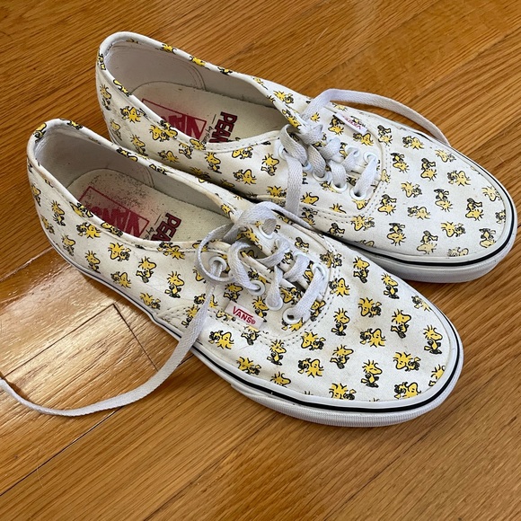 Vans Shoes - Vans x Peanuts Woodstock White Canvas Sneakers Womens 9 Mens 7.5